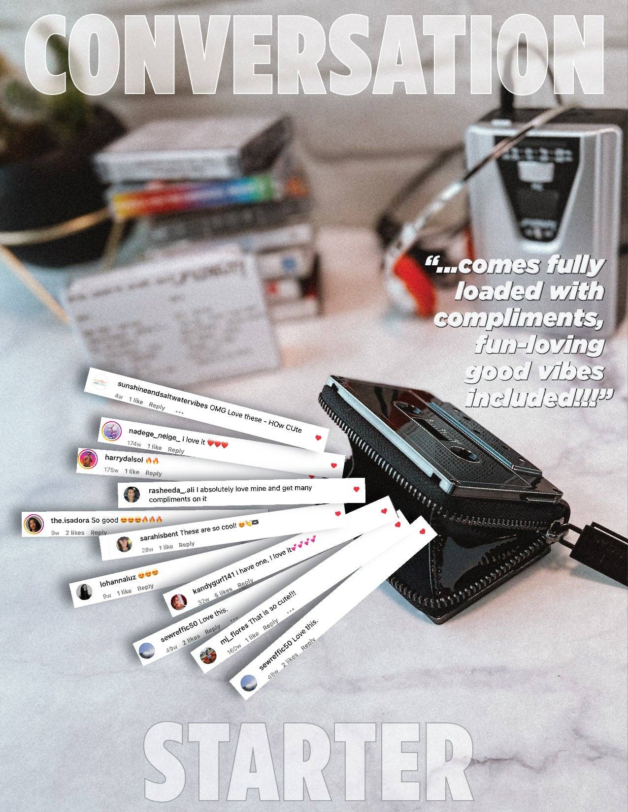 Black Chrome Cassette Tape Wallet