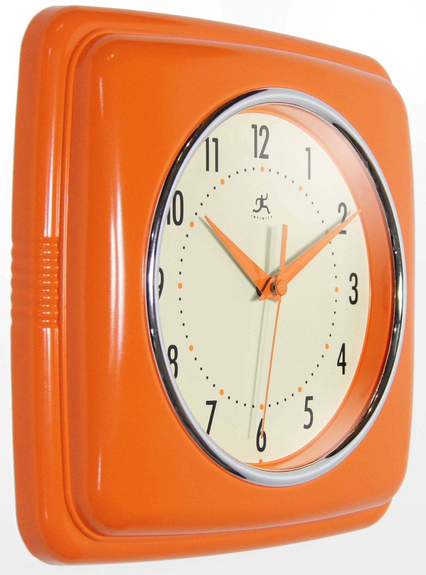 Retro Square Orange Indoor Wall Clock 9.25 Inch