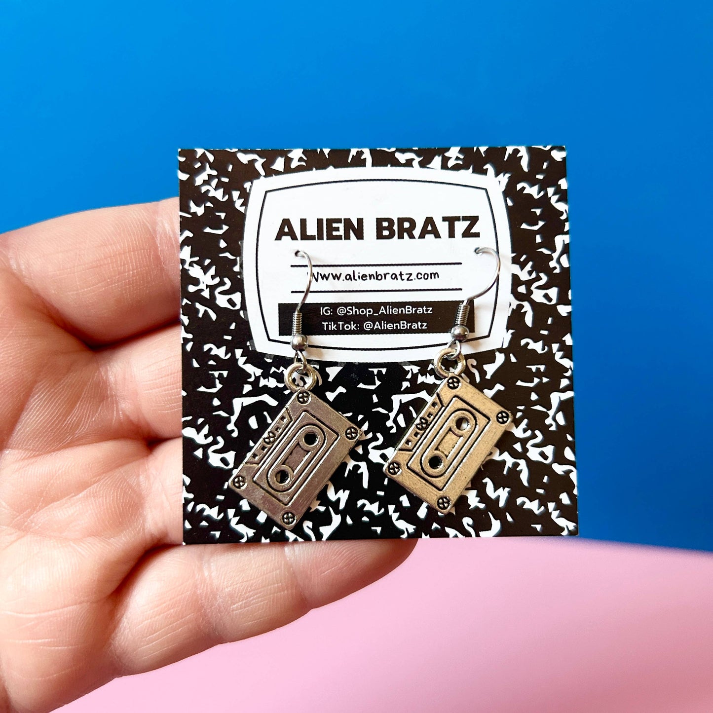 Silver Cassette Tape Earrings