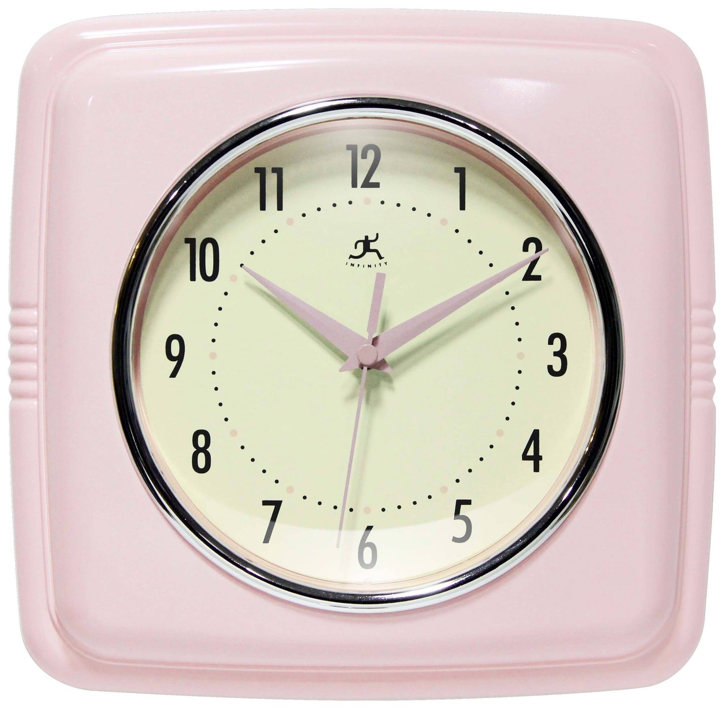 Retro Square Pink Indoor Wall Clock 9.25 Inch