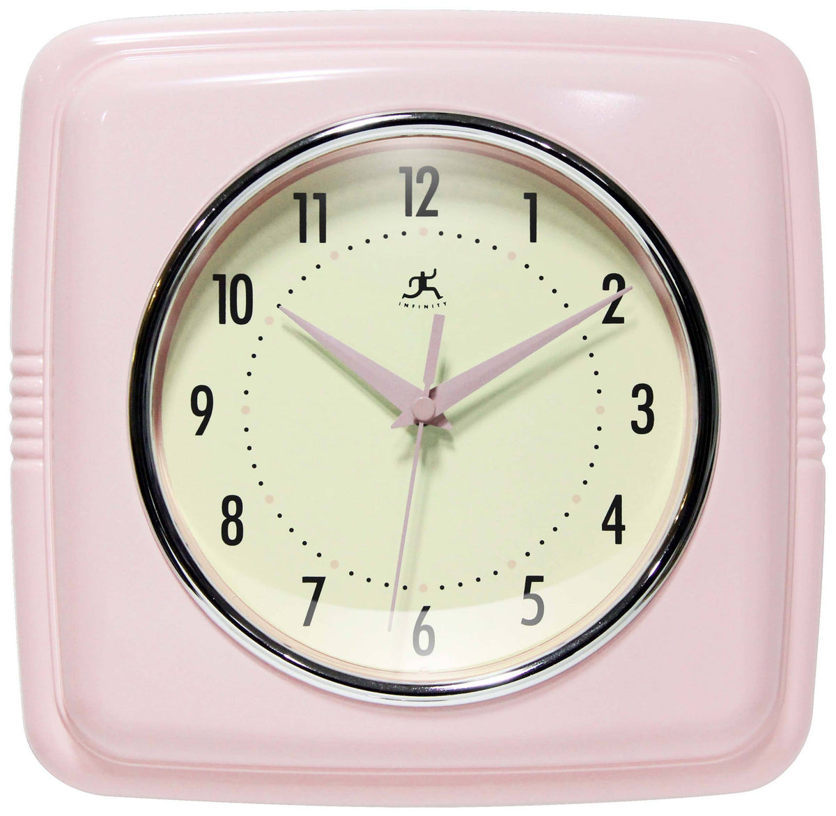 Retro Square Pink Indoor Wall Clock 9.25 Inch