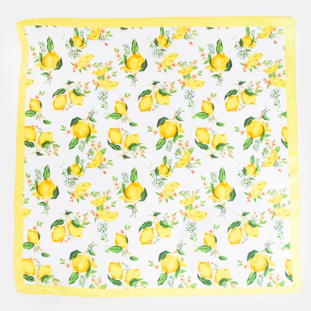 Lemon Print Square Bandana Scarf