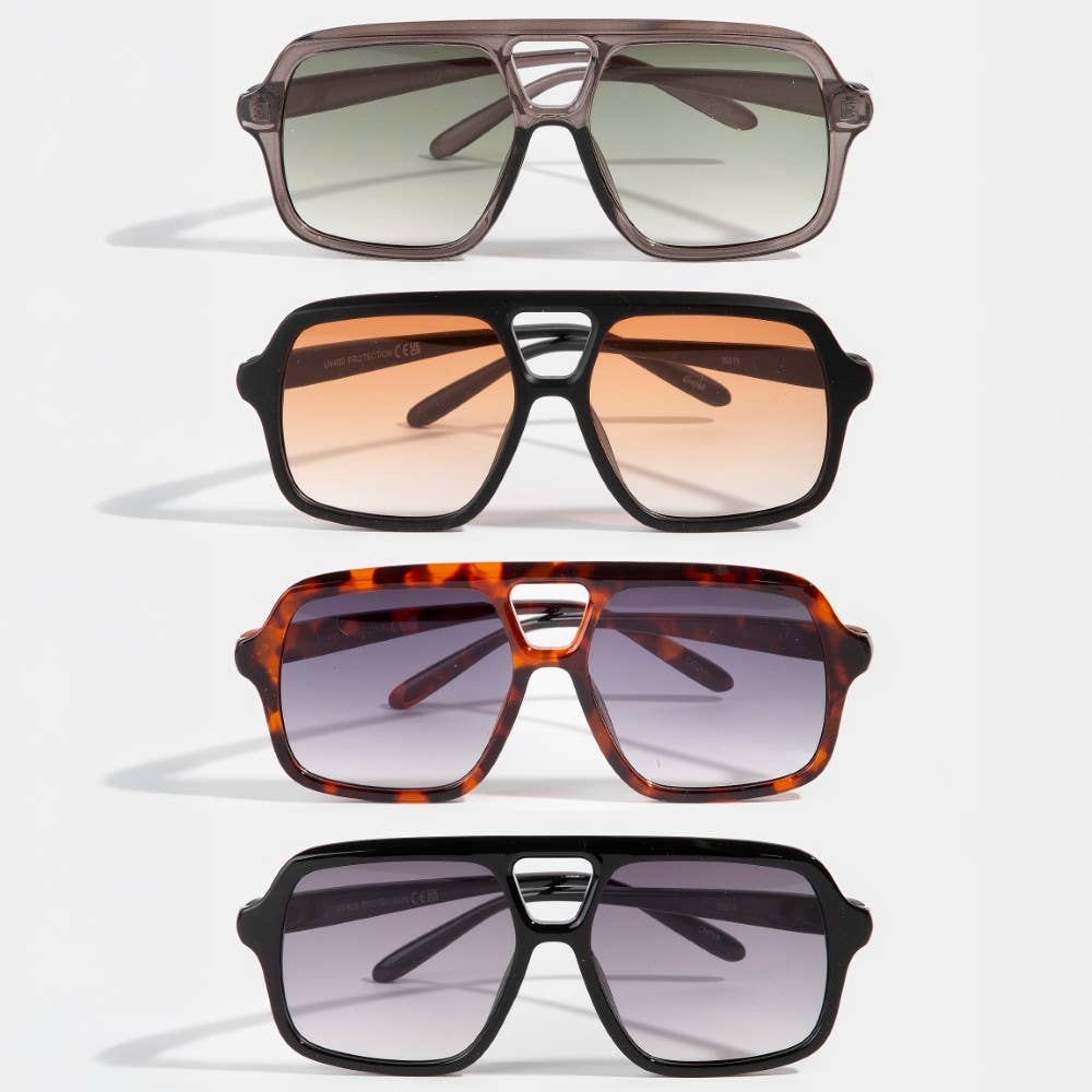 Large Frame Retro Aviator Sunglasses