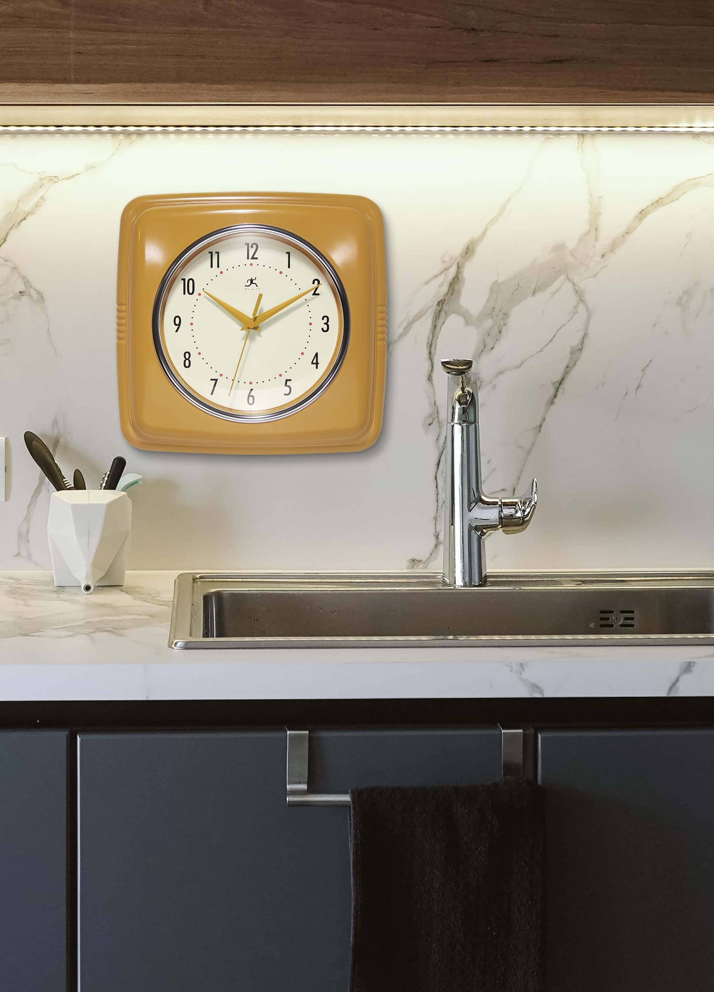 Retro Square Saffron Indoor Wall Clock