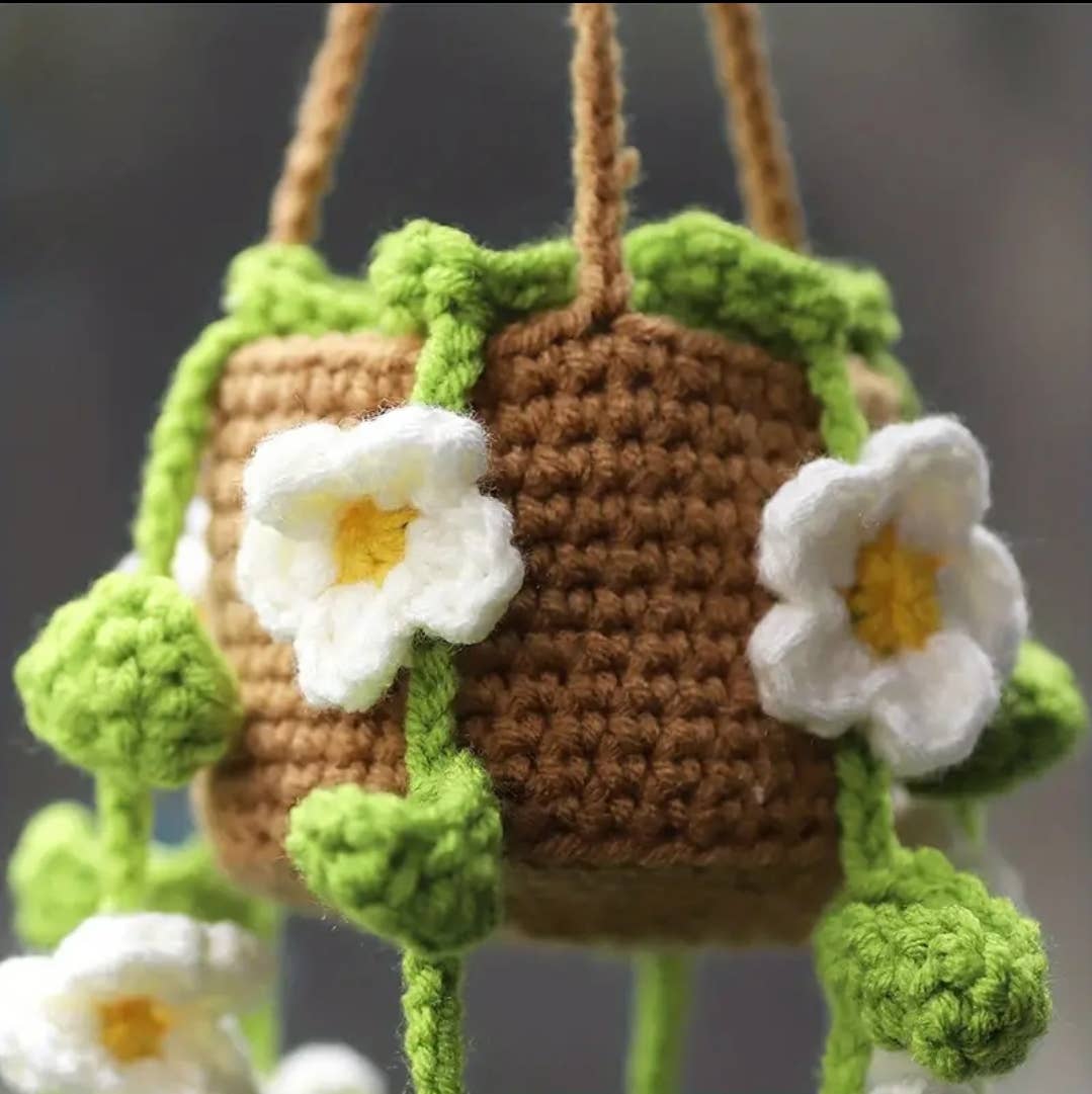 Daisy Crochet Car Charm