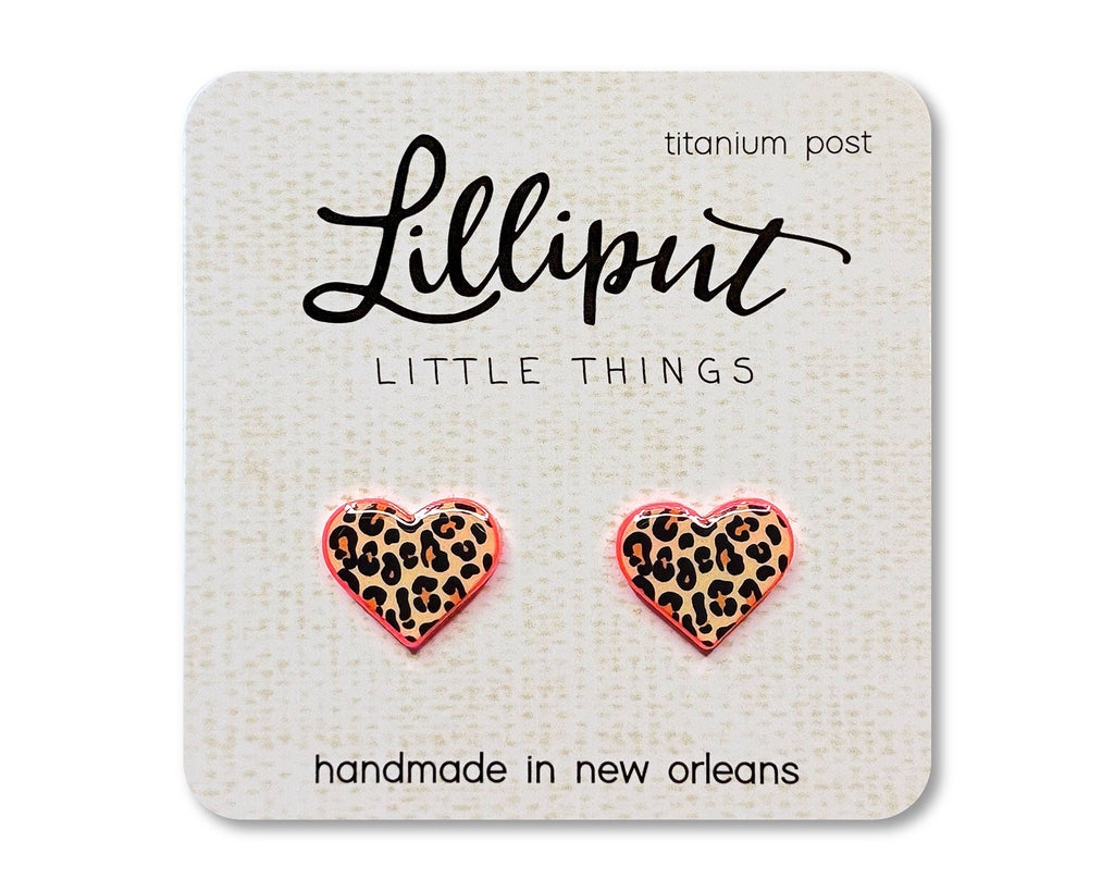Leopard Print Heart Earrings