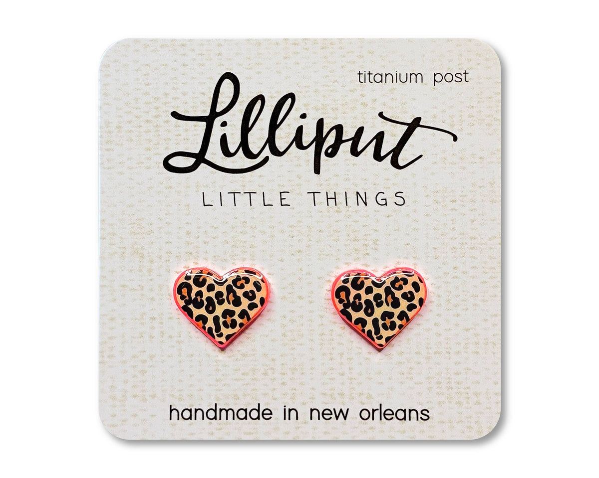 Leopard Print Heart Earrings