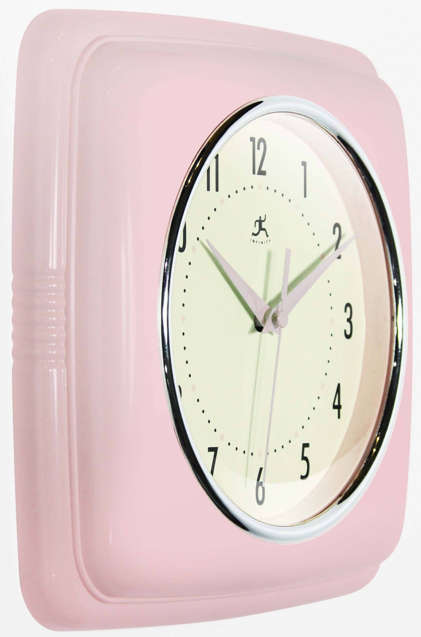 Retro Square Pink Indoor Wall Clock 9.25 Inch