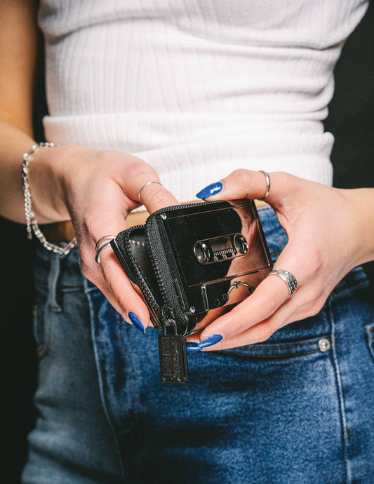 Black Chrome Cassette Tape Wallet