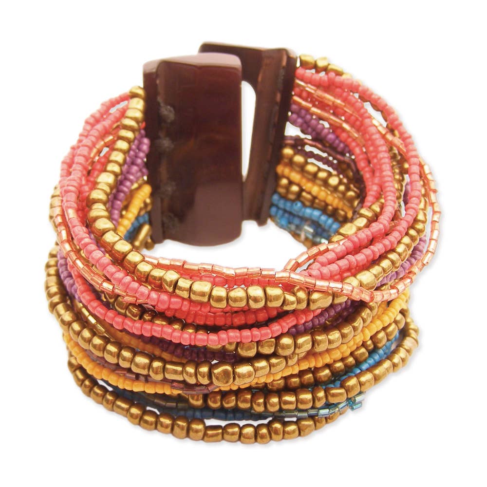 Multi Seed Bead Resin Clasp Bracelet