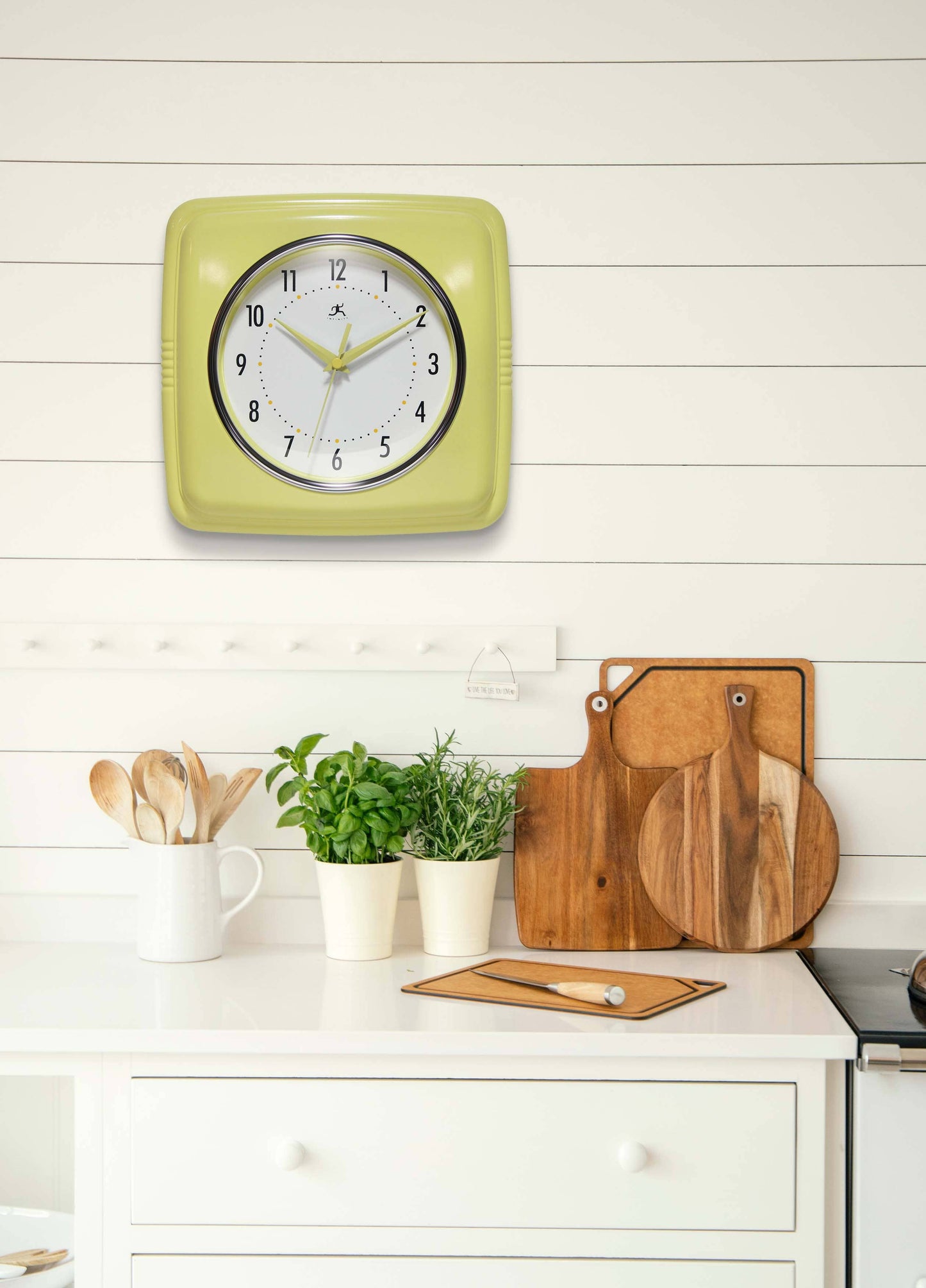 Retro Square Yellow Indoor Wall Clock 9.25 Inch