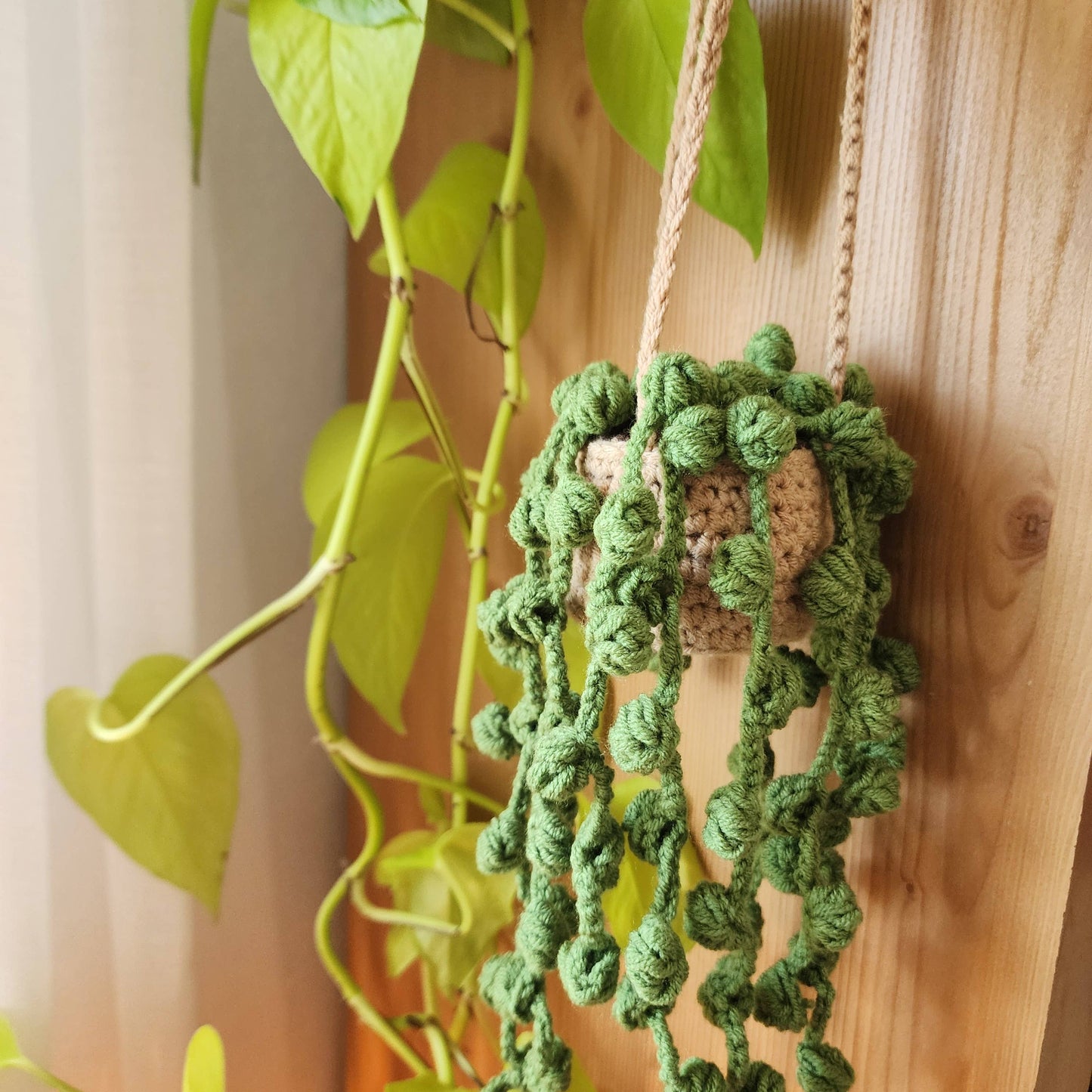 Dark Green Crochet Car Mirror Charm
