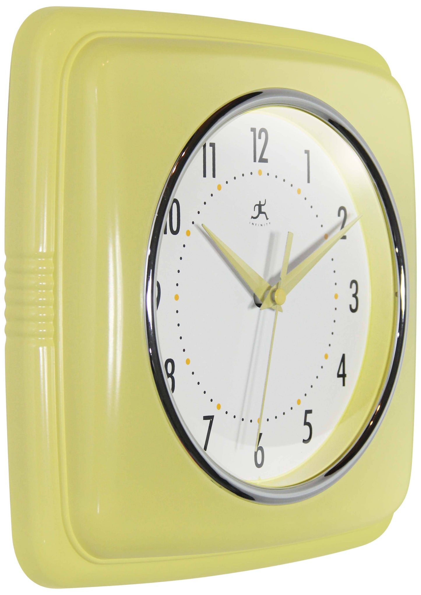 Retro Square Yellow Indoor Wall Clock 9.25 Inch