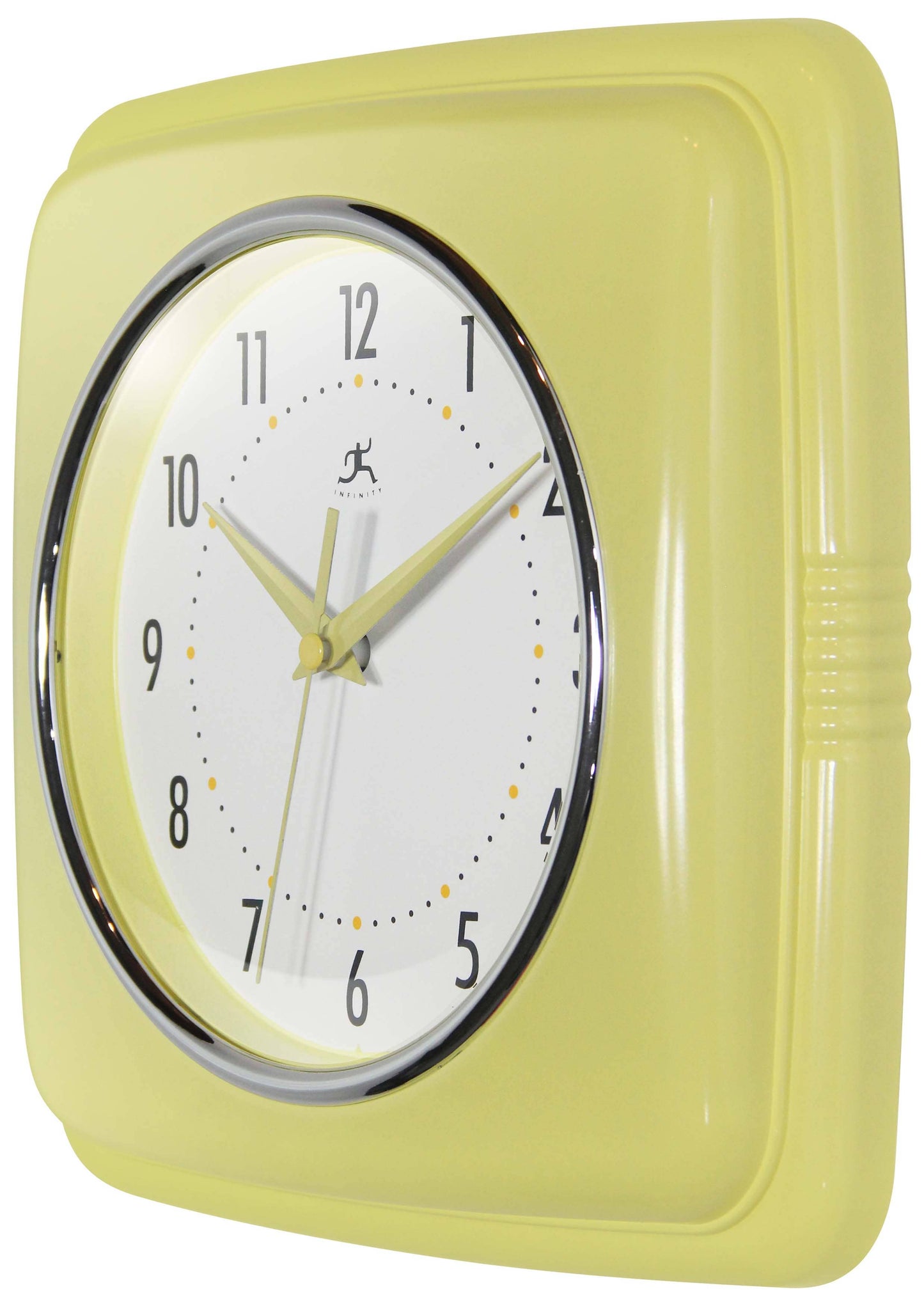 Retro Square Yellow Indoor Wall Clock 9.25 Inch