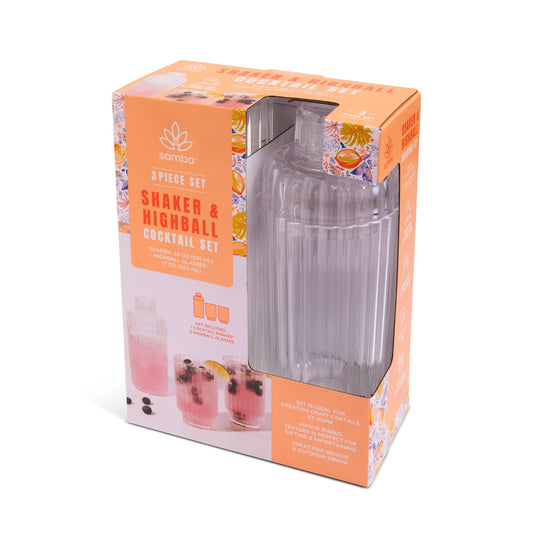 3pc Shaker/Highball Set - white clear