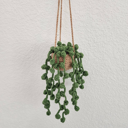 Dark Green Crochet Car Mirror Charm