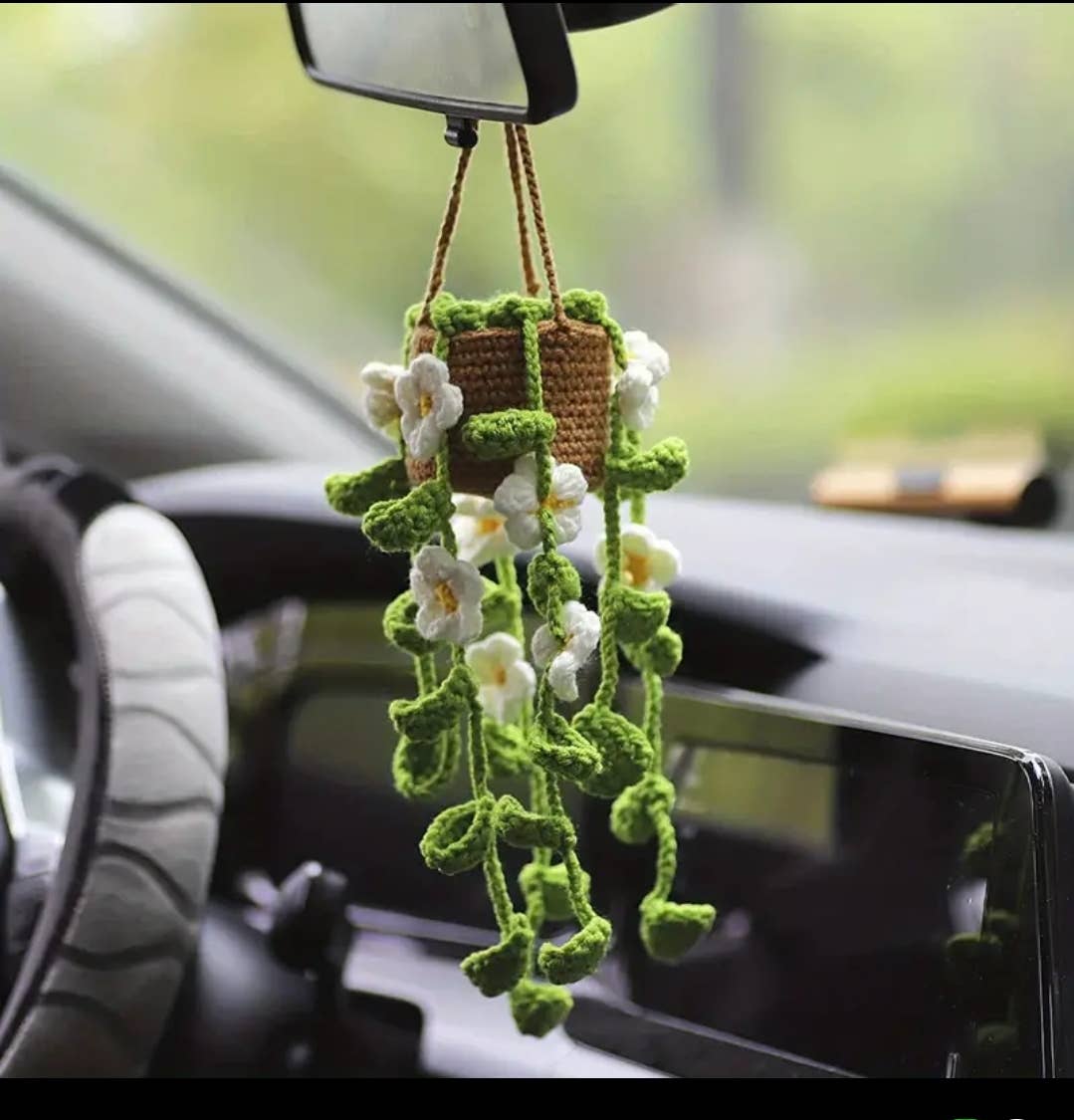 Daisy Crochet Car Charm