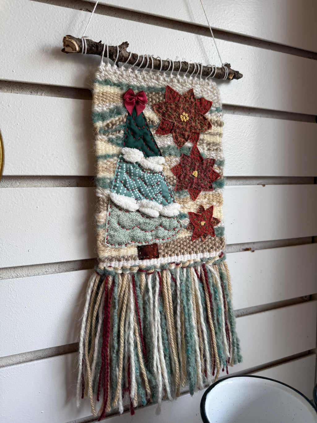 Christmas Fiber Art Wall Hanging