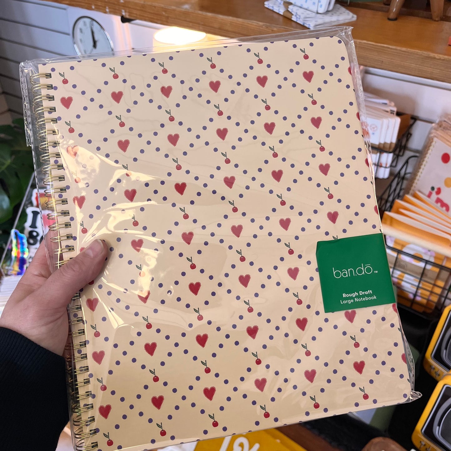 Rough Draft Large Notebook, Cherry Hearts