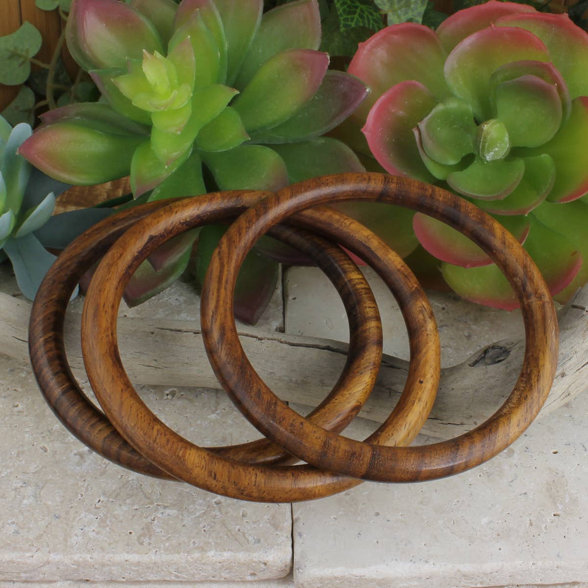 Natural Basics Wood Bangle Set