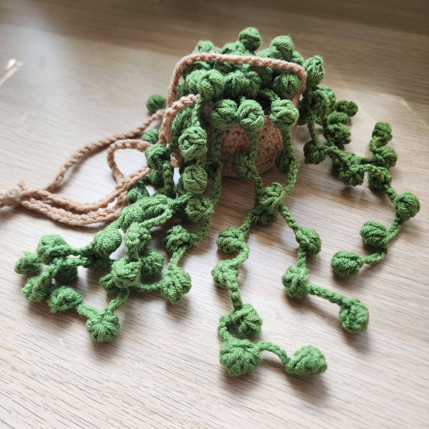 Dark Green Crochet Car Mirror Charm
