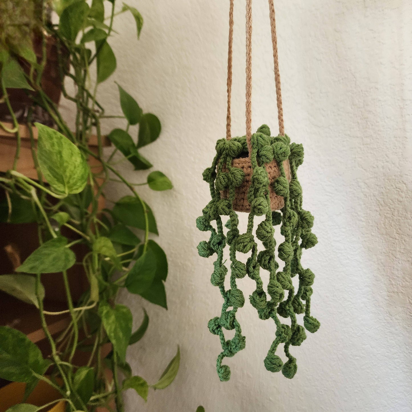Dark Green Crochet Car Mirror Charm