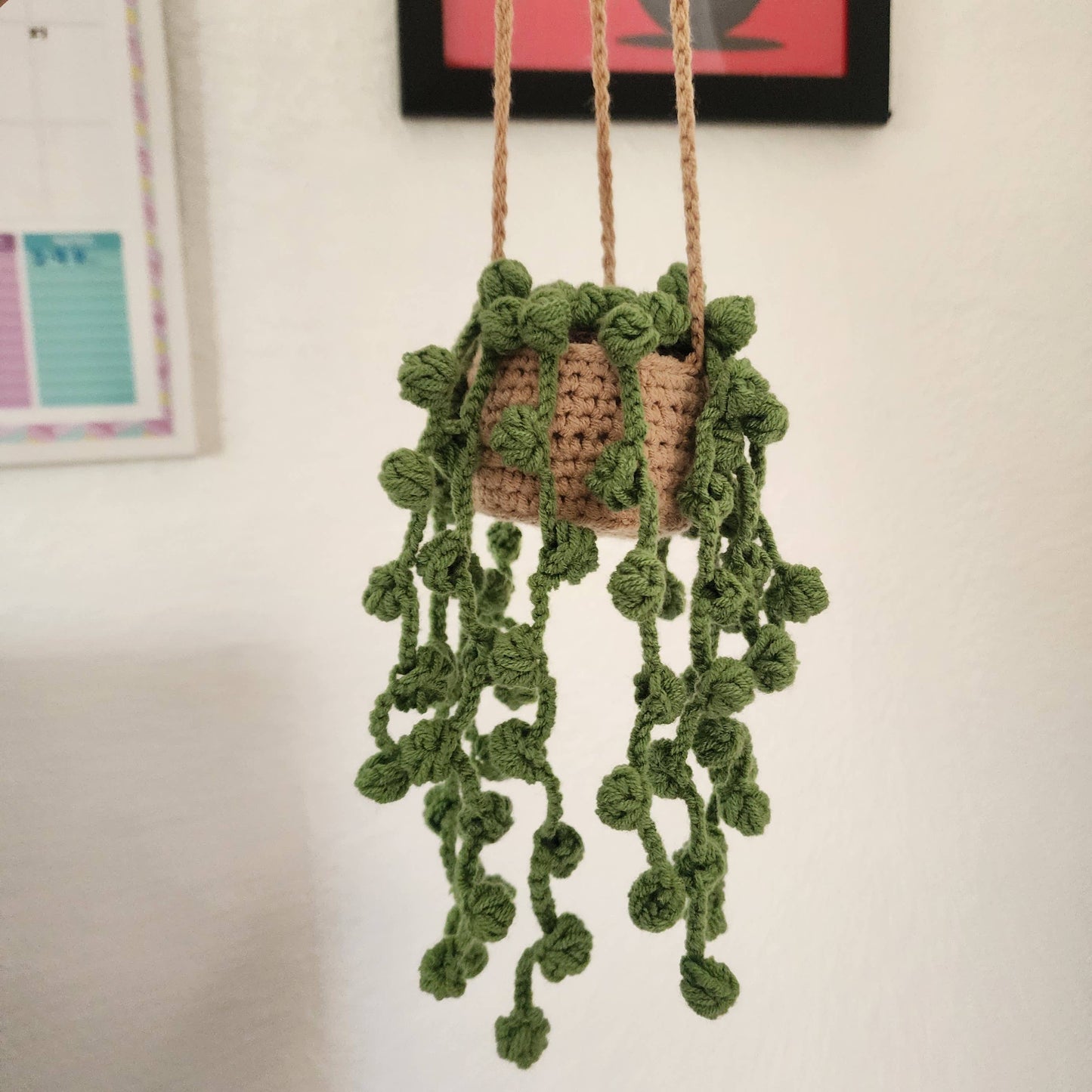 Dark Green Crochet Car Mirror Charm