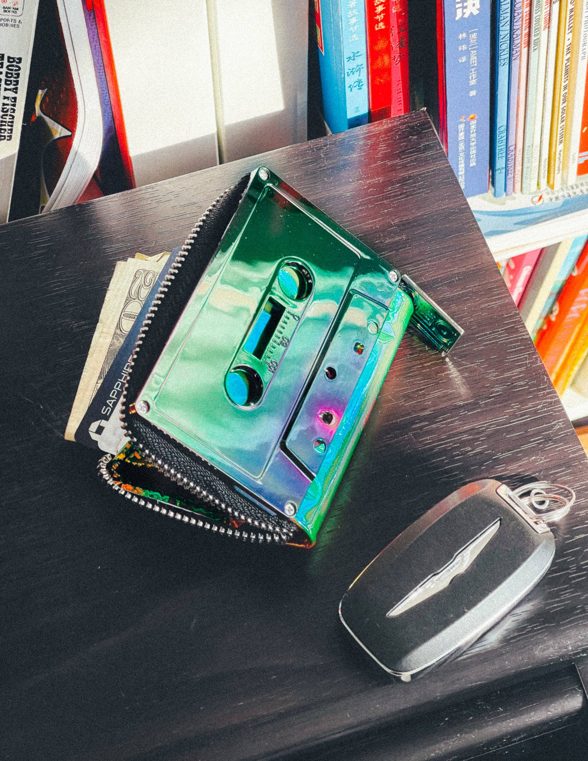 Electro Green Chrome Cassette Wallet