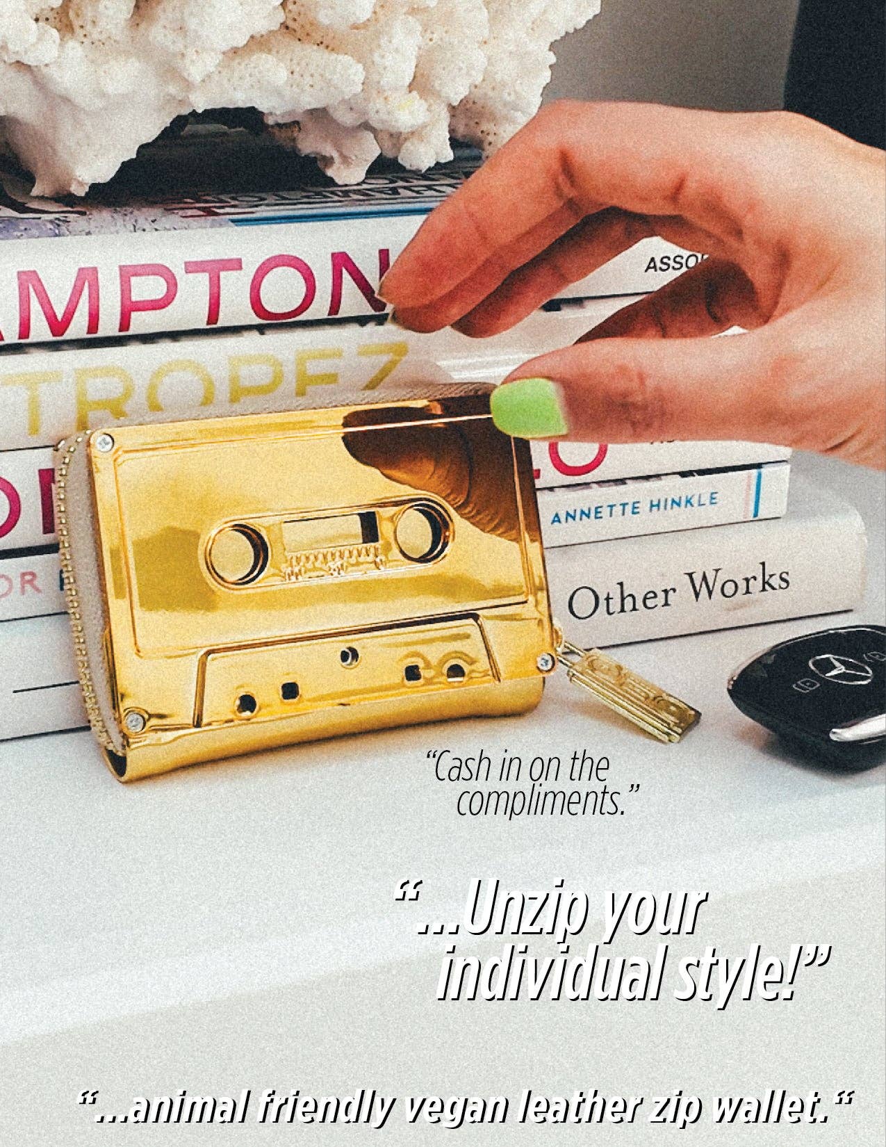 Gold Chrome Cassette Tape Wallet