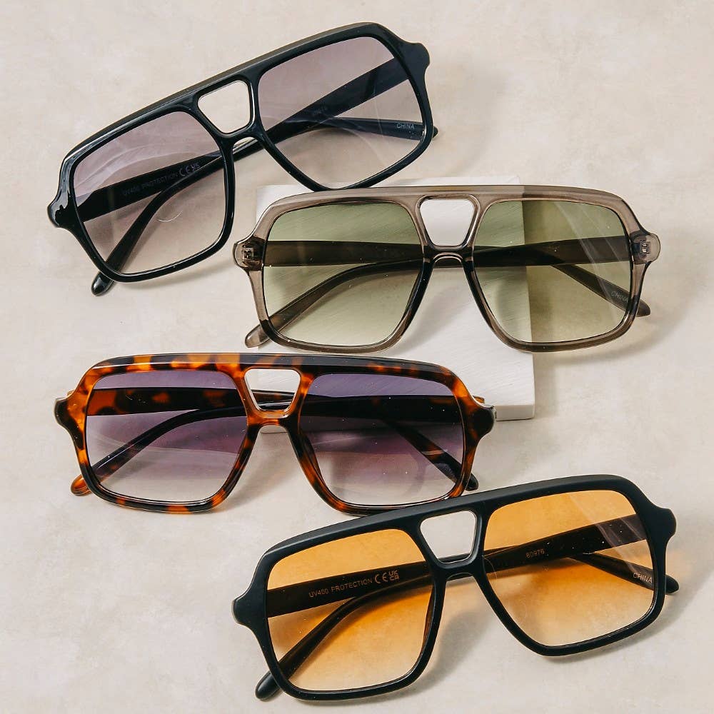 Large Frame Retro Aviator Sunglasses