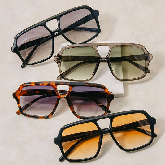 Large Frame Retro Aviator Sunglasses