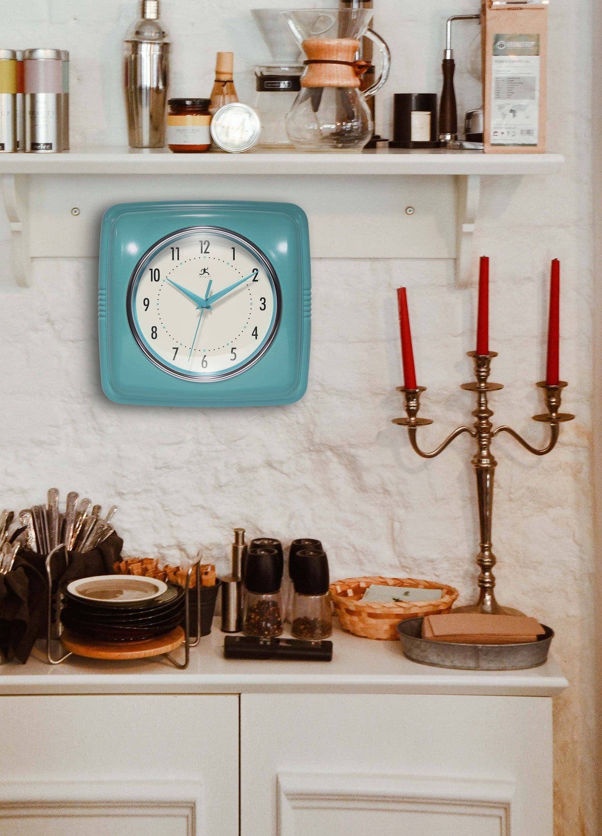 Retro Turquoise Wall Clock