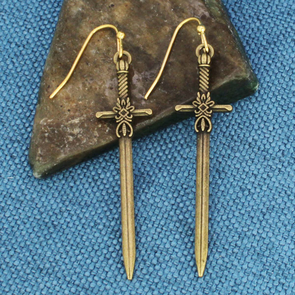 Gold Sword Earrings
