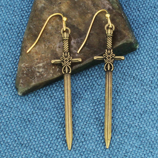 Gold Sword Earrings