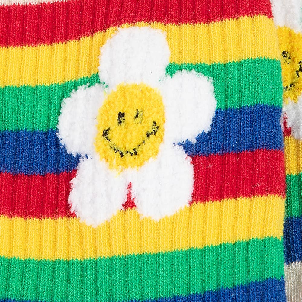 Rainbow Flower Striped Happy Face Socks