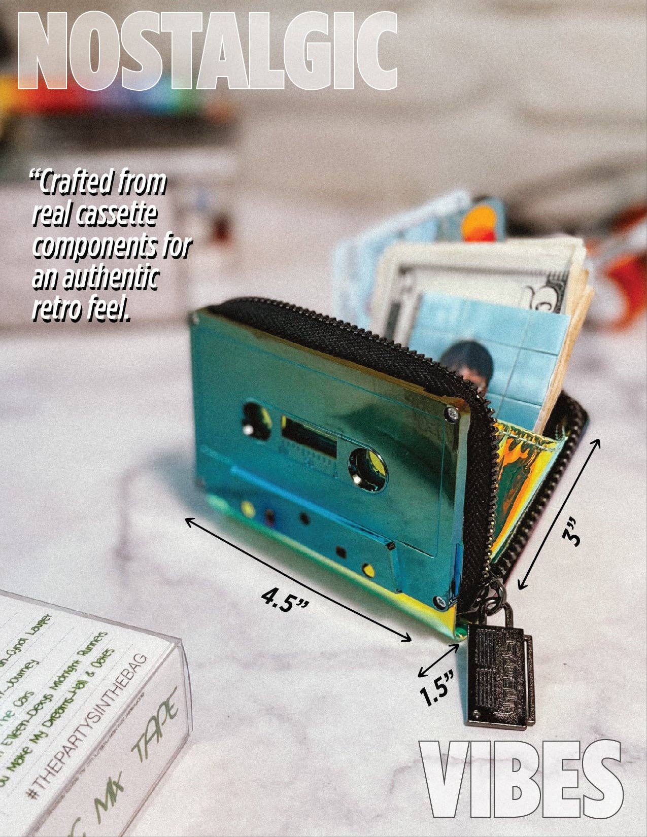 Electro Green Chrome Cassette Wallet