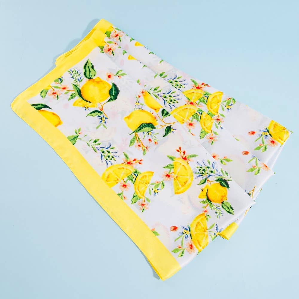 Lemon Print Square Bandana Scarf