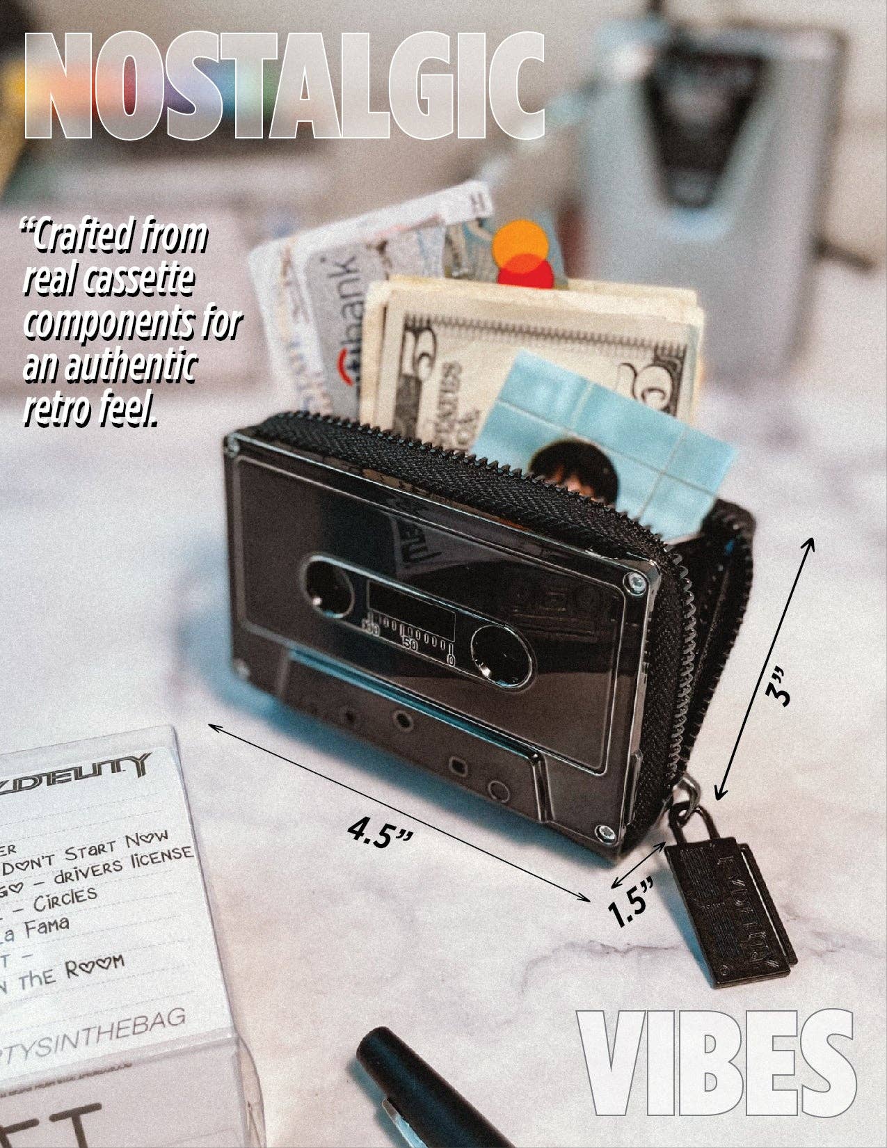 Black Chrome Cassette Tape Wallet