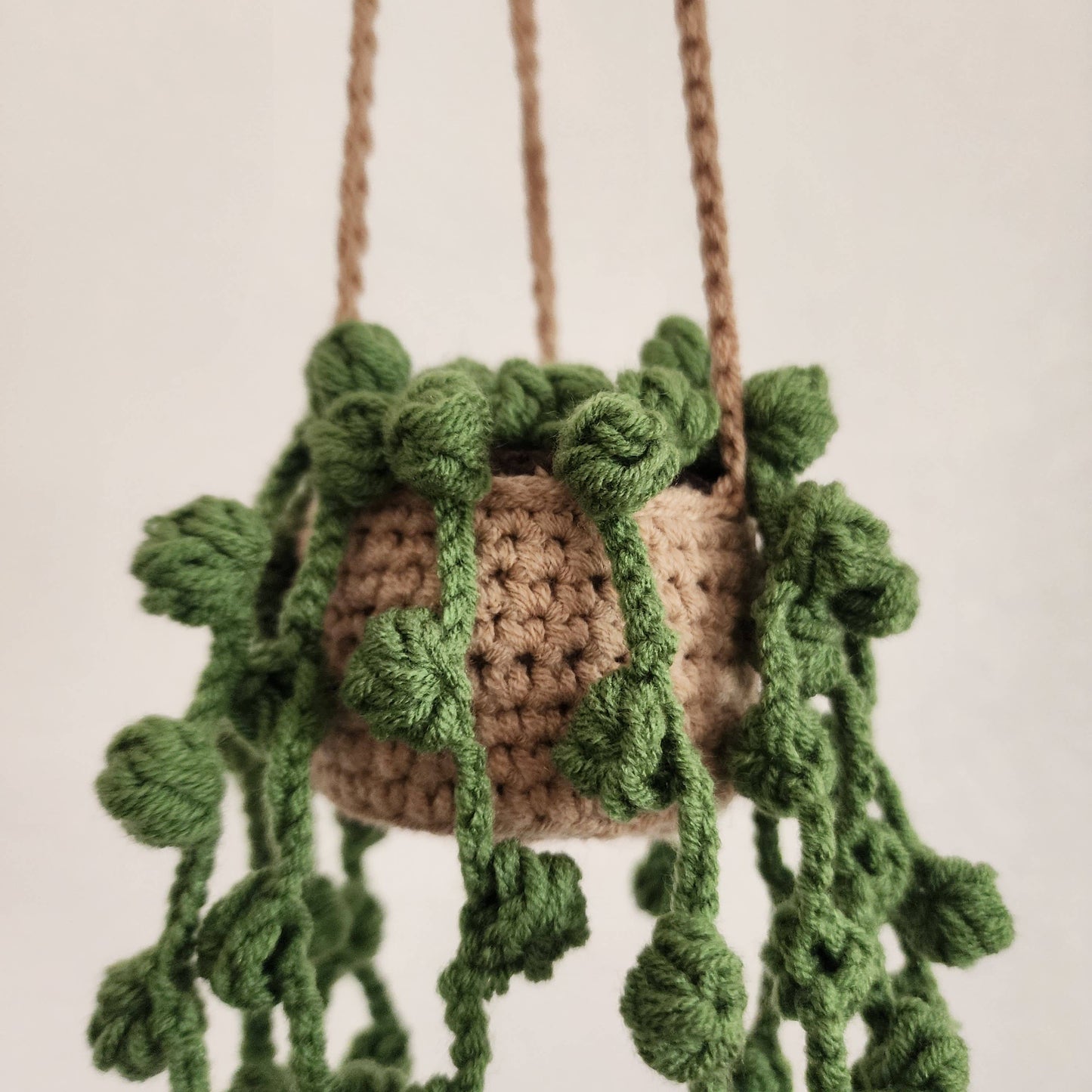 Dark Green Crochet Car Mirror Charm