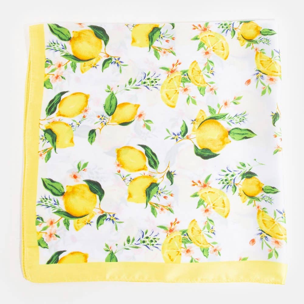 Lemon Print Square Bandana Scarf