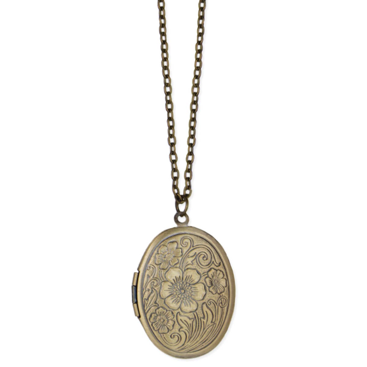 Vintage Gold Floral Locket Necklace