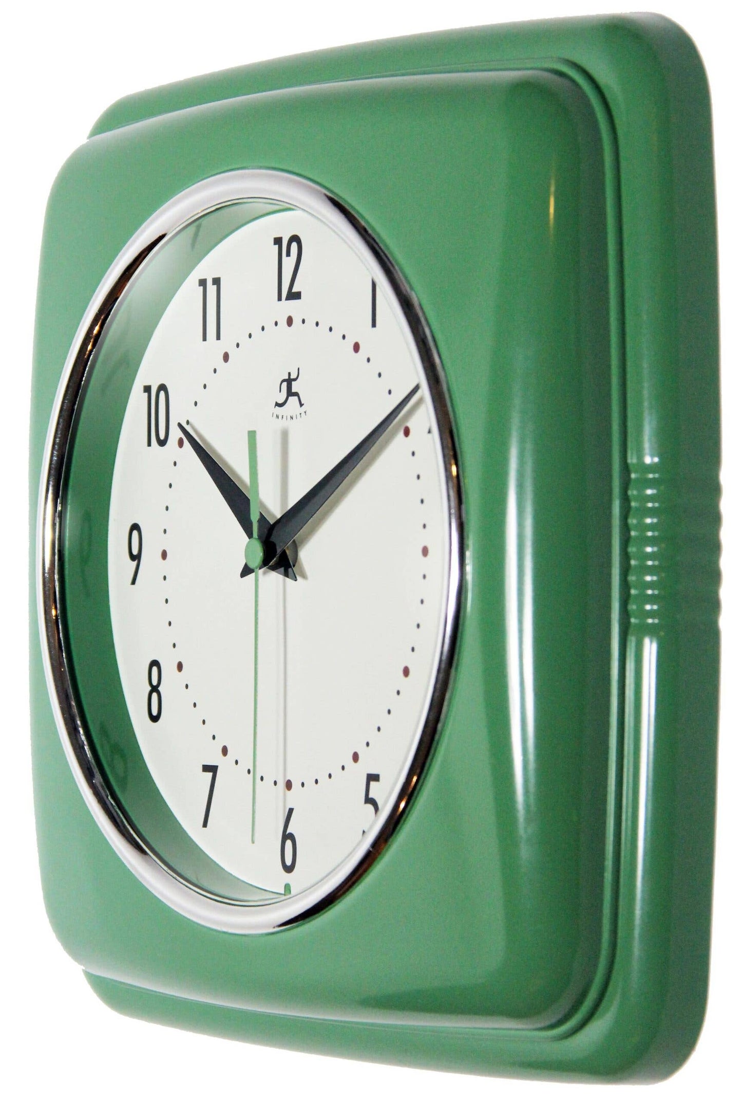 Retro Square Green Indoor Wall Clock 9.25 Inch